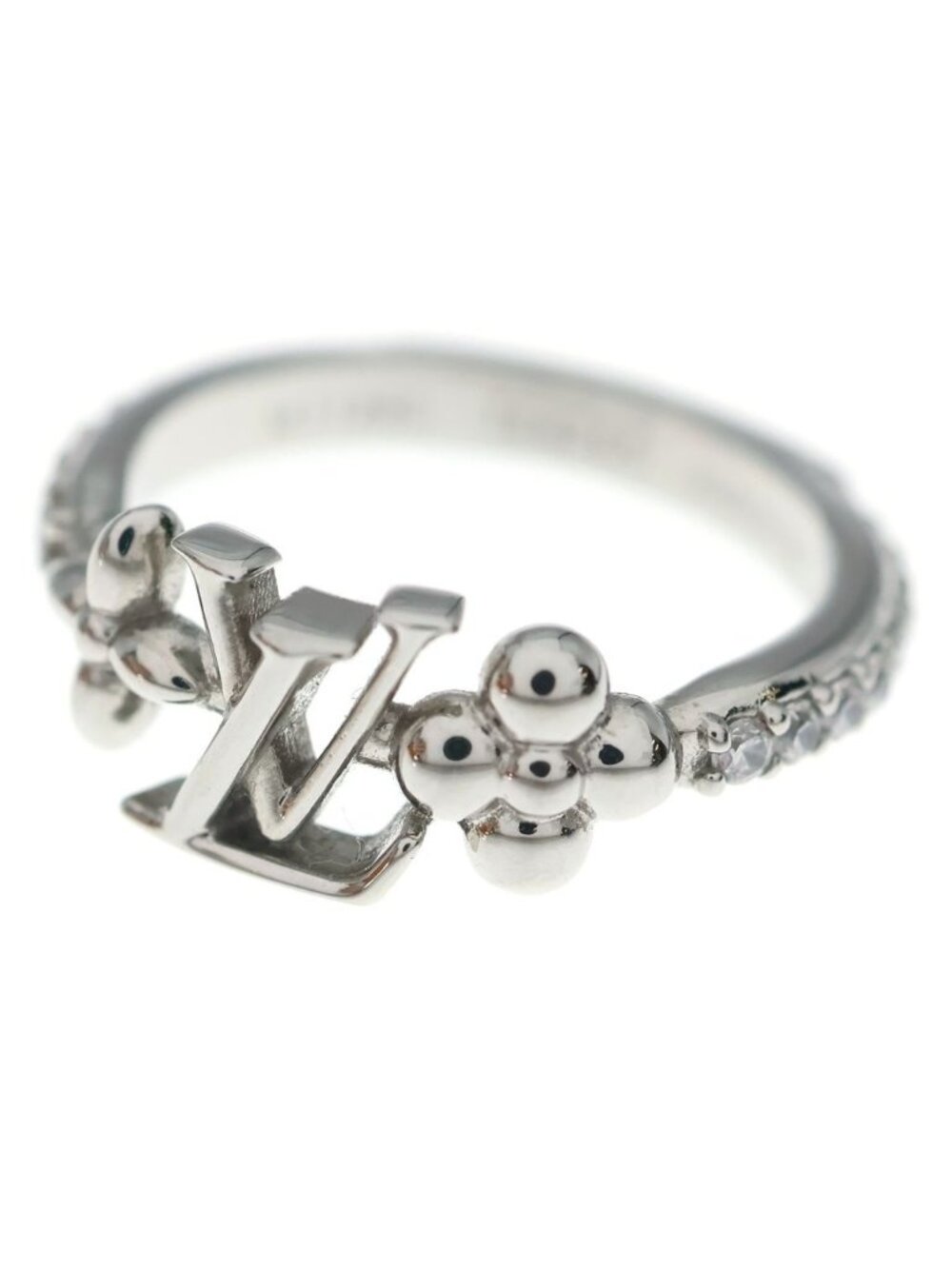 Louis Vuitton LV Iconic Palladium Rhinestone S Ring Silver